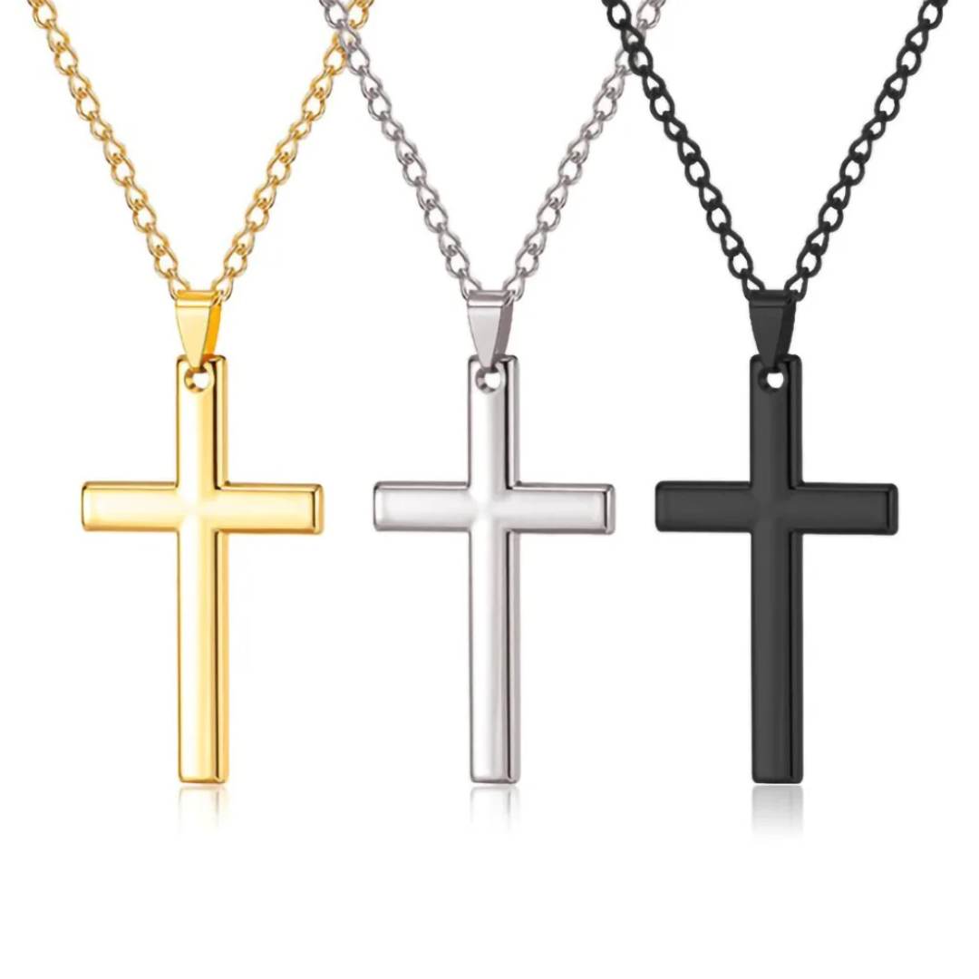 20"-24" Stainless Steel Cross Pendant Necklace