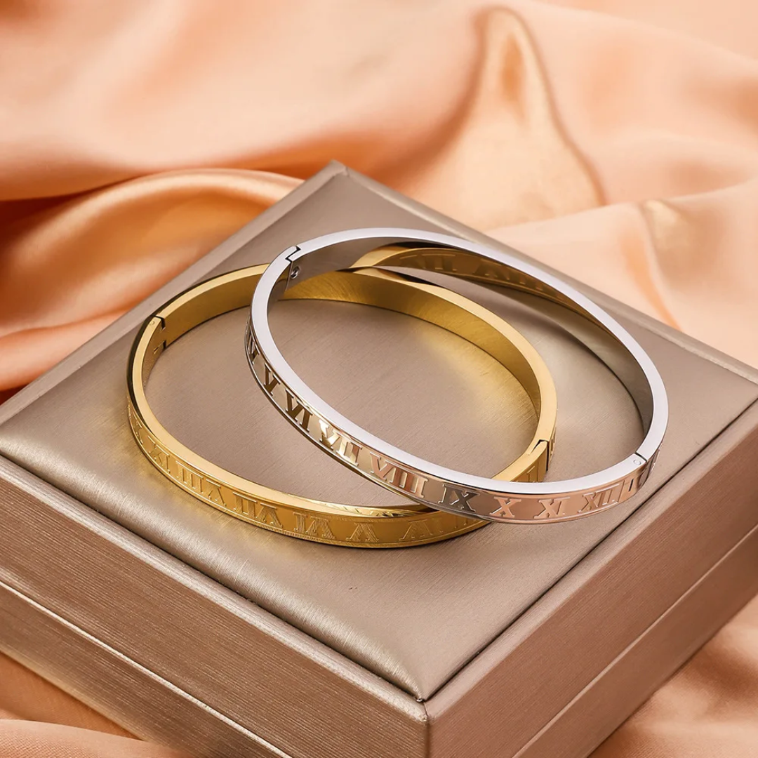 Roman Numeral Stainless Steel Bangles