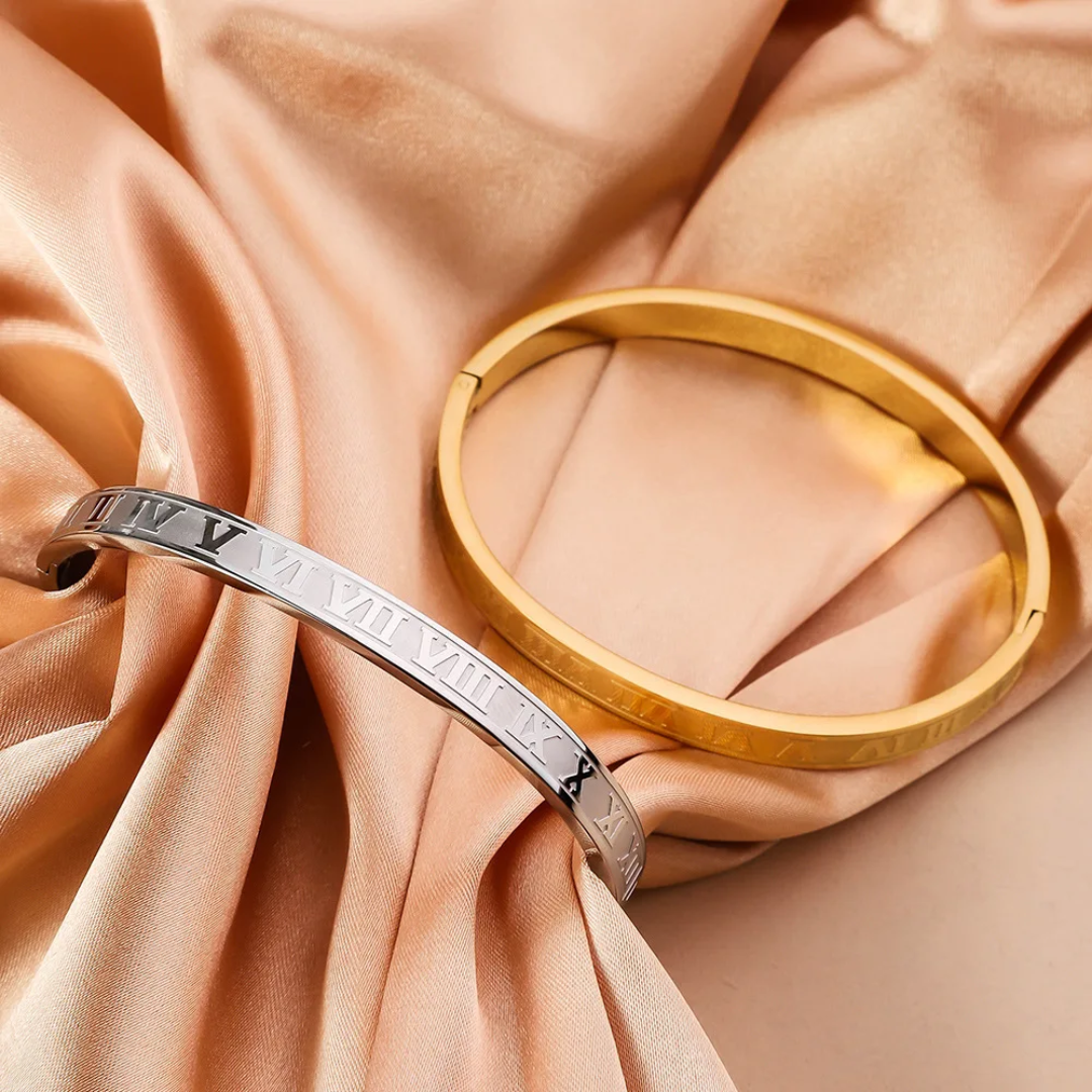 Roman Numeral Stainless Steel Bangles
