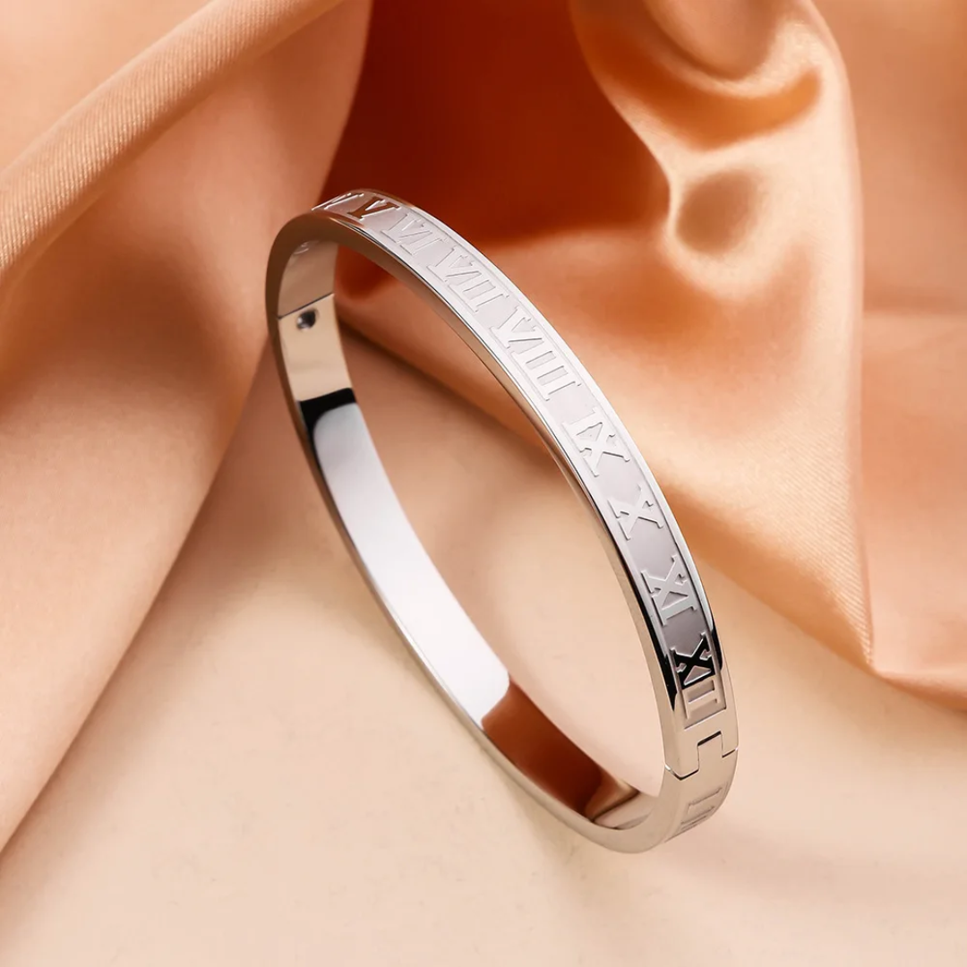 Roman Numeral Stainless Steel Bangles