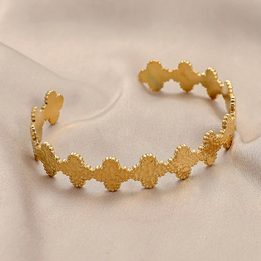 Stainless Steel Clover Cuff Bracelet