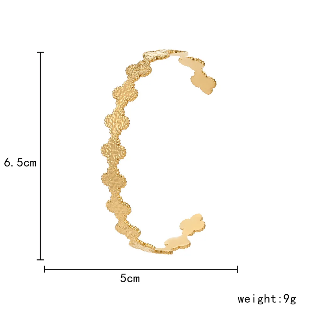 Stainless Steel Clover Cuff Bracelet