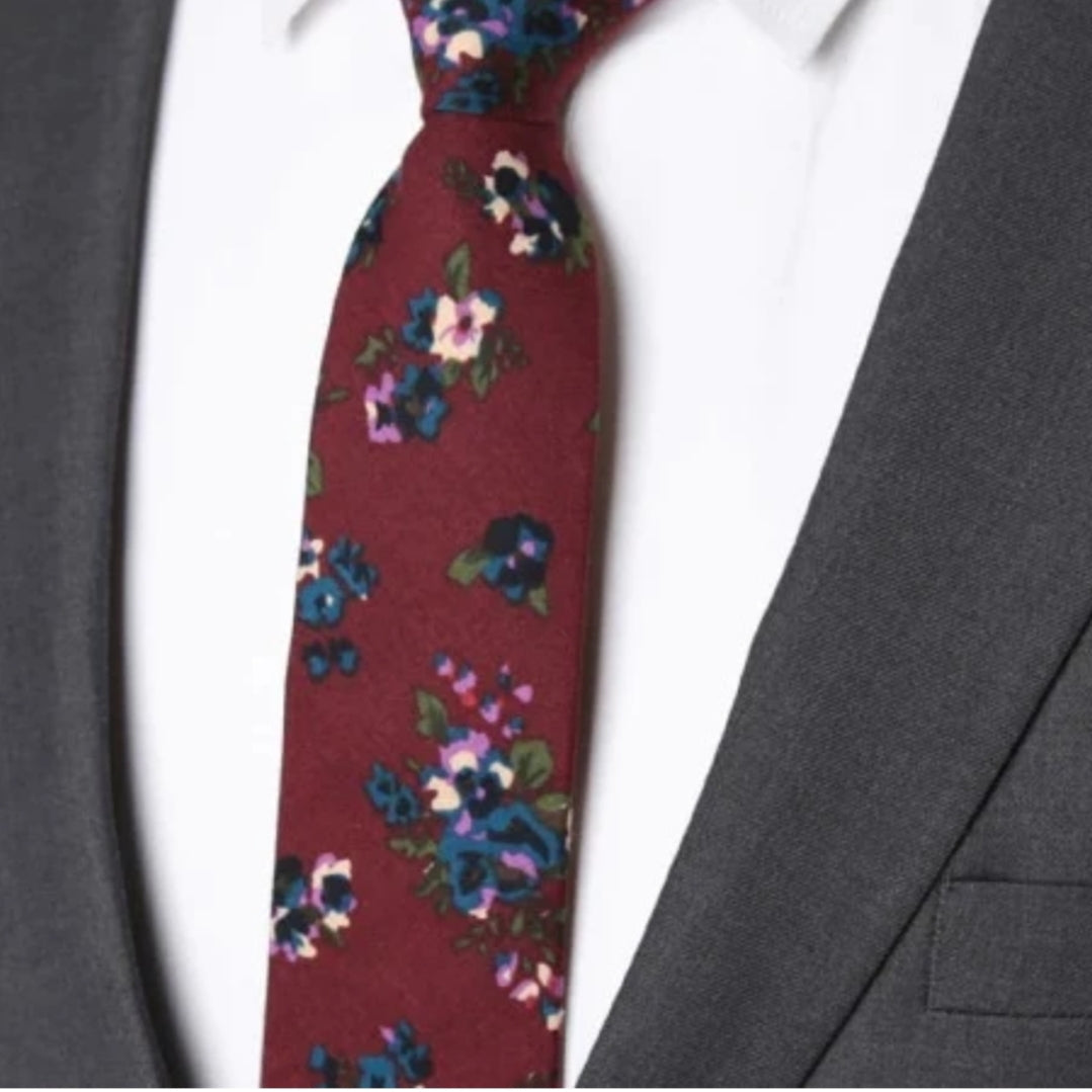 Mens skinny floral ties