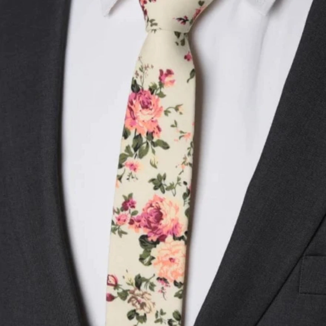 Mens skinny floral ties