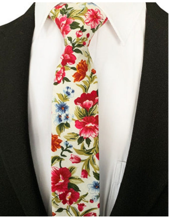 Mens skinny floral ties