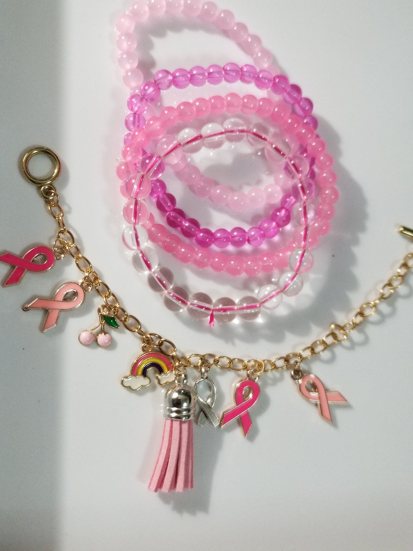 Brest cancer awareness charm bracelet