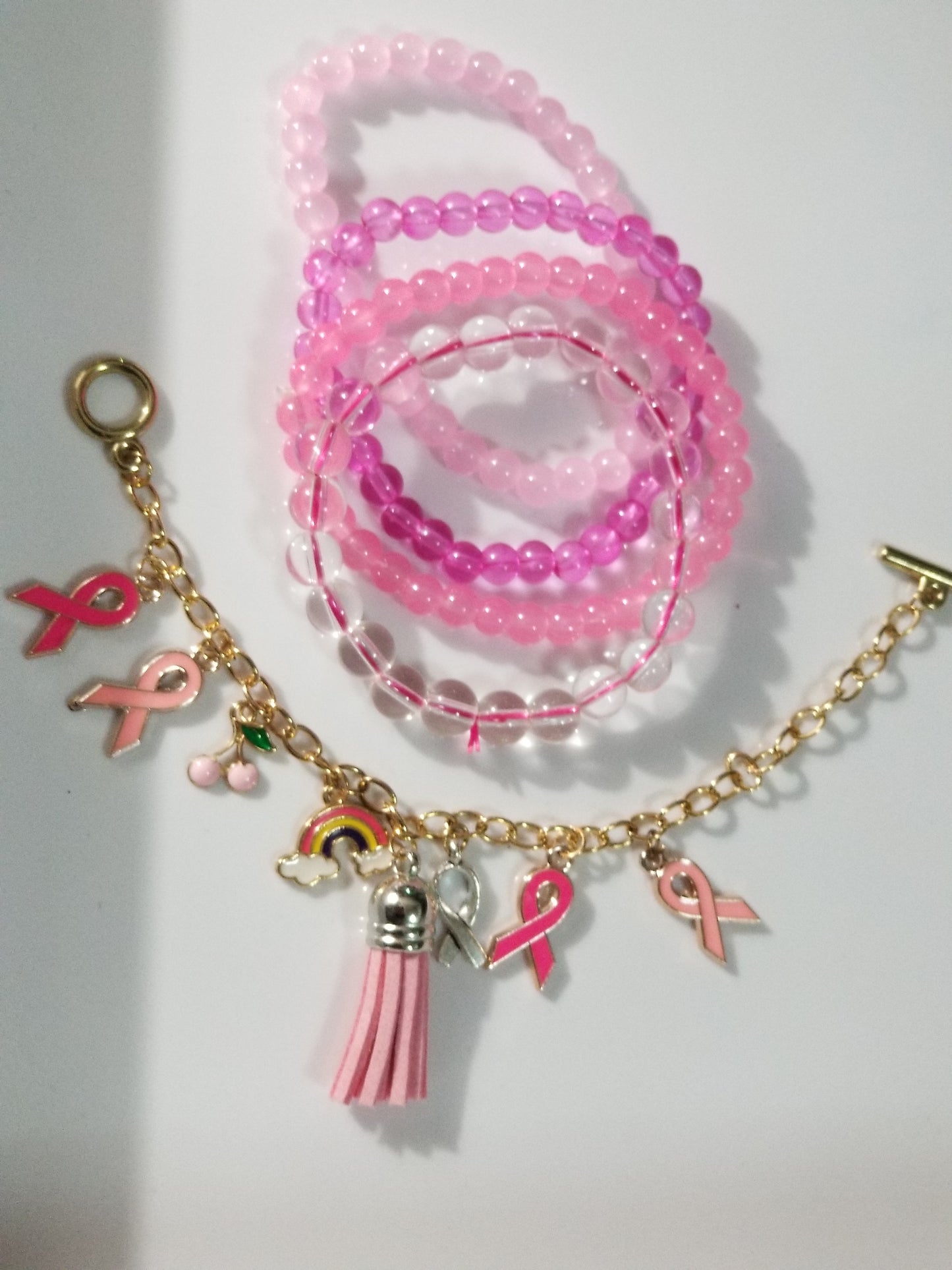 Brest cancer awareness charm bracelet