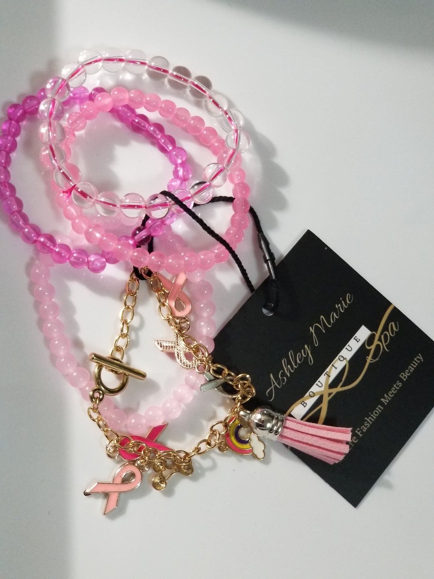 Brest cancer awareness charm bracelet