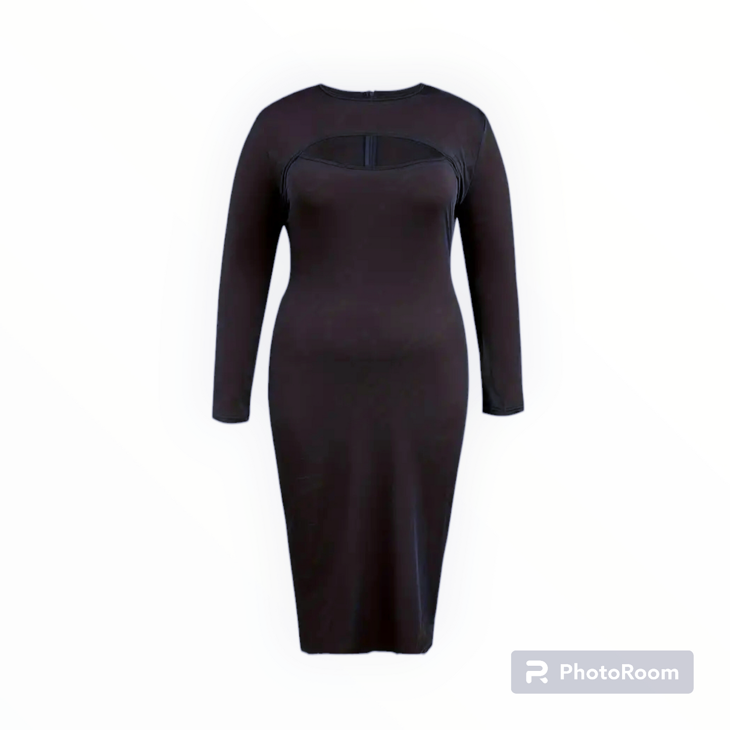 Plus size long sleeve midi dress