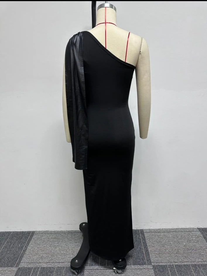 Plus size one shoulder leather strap neck