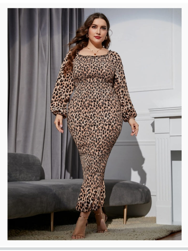 Plus size leopard print Mermaid dress