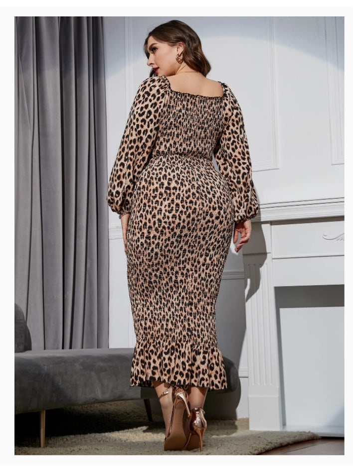 Plus size leopard print Mermaid dress