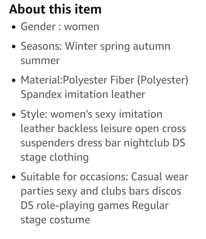 Women faux leather backless cross strap dress