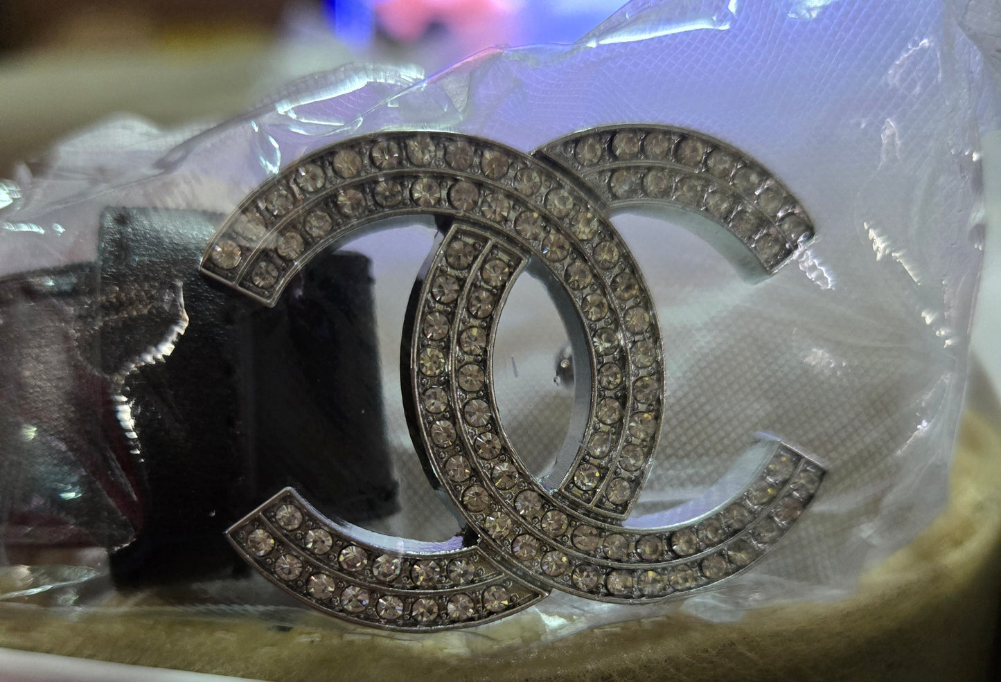 CC Inspired Rhinestones Leather Belt