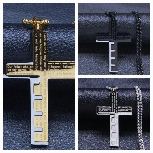 Men cross pendant necklace