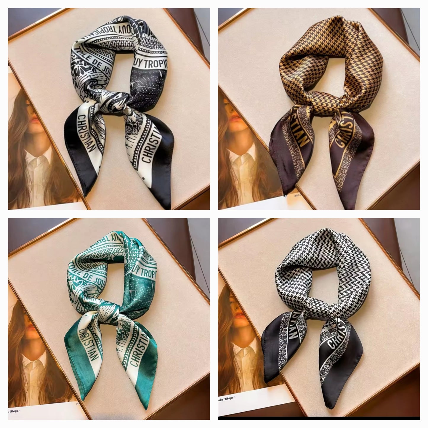 Inspired satin scarves