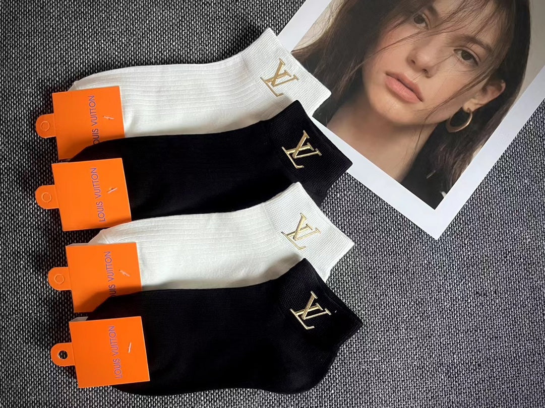 Unisex LV inspired individual package ankle socks