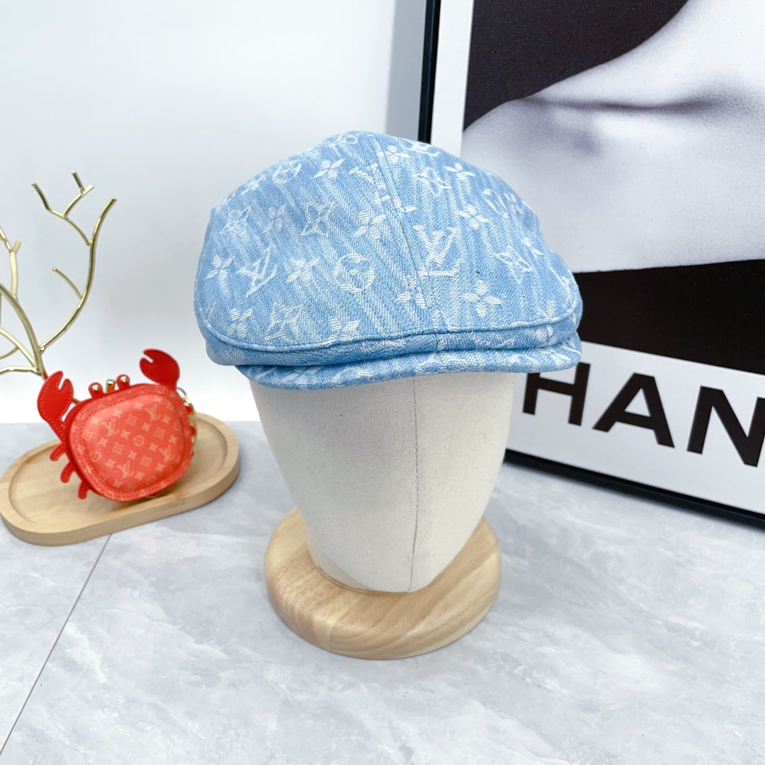 LV inspired denim Forward Cap
