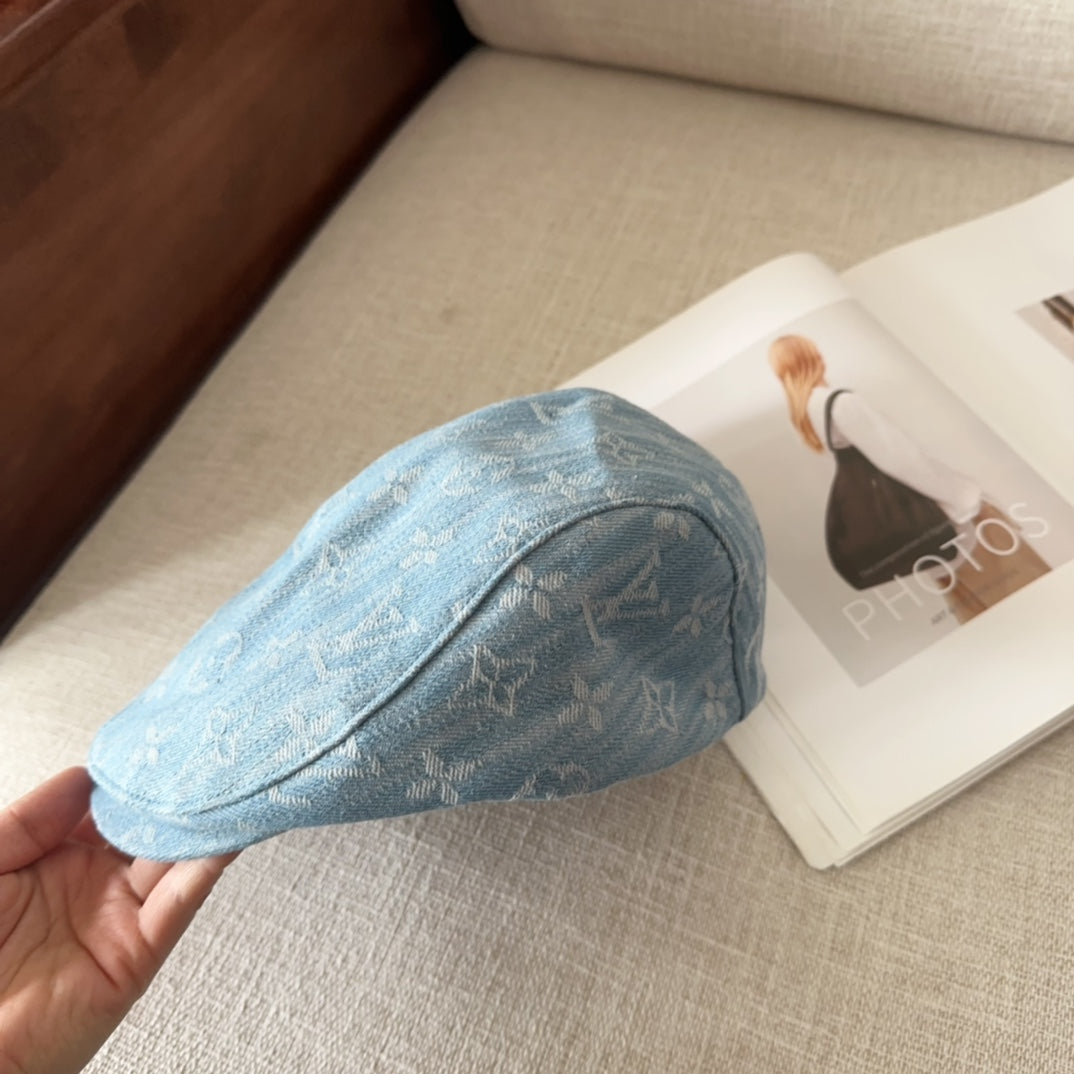 LV inspired denim Forward Cap