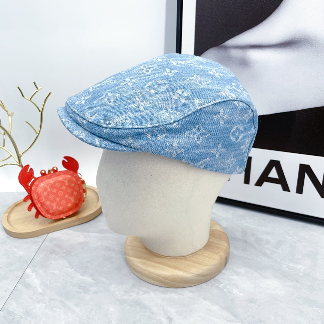 LV inspired denim Forward Cap