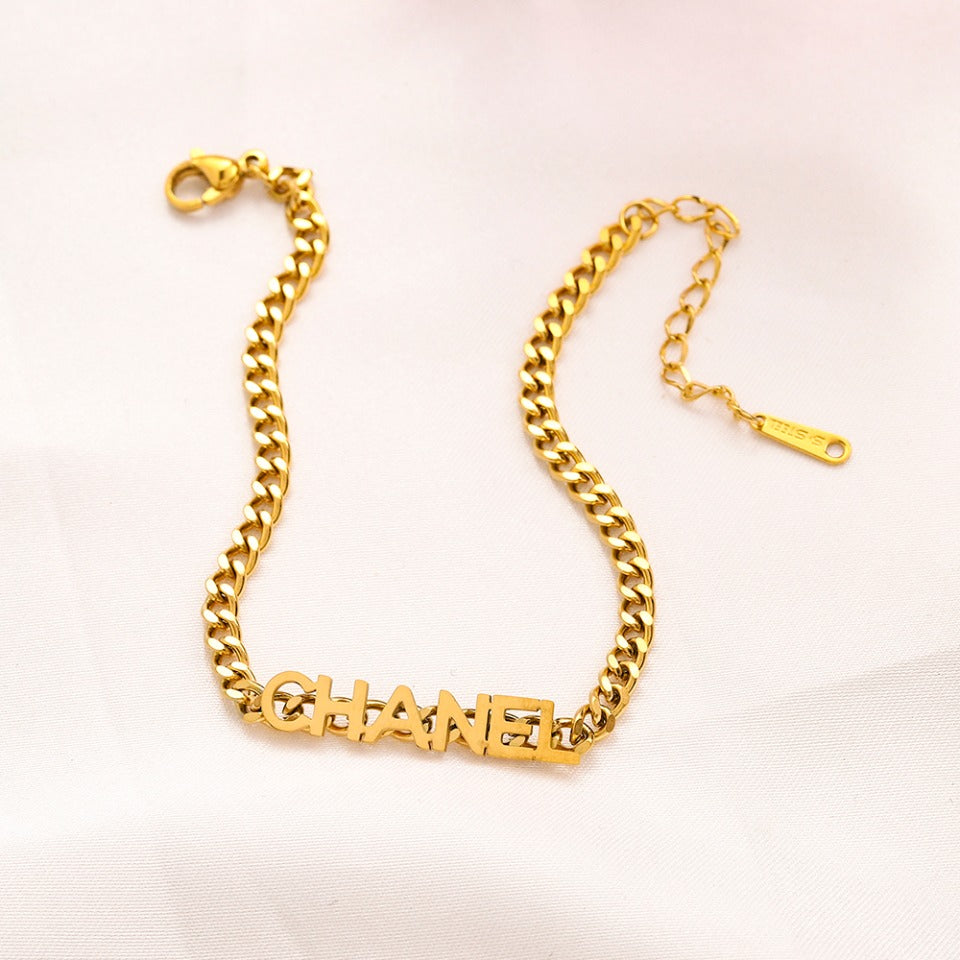 Chanel inspired cuban bracelet