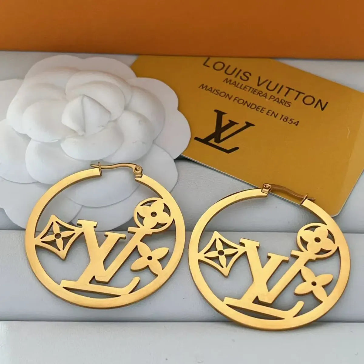 LV inspired Hoop Earrings