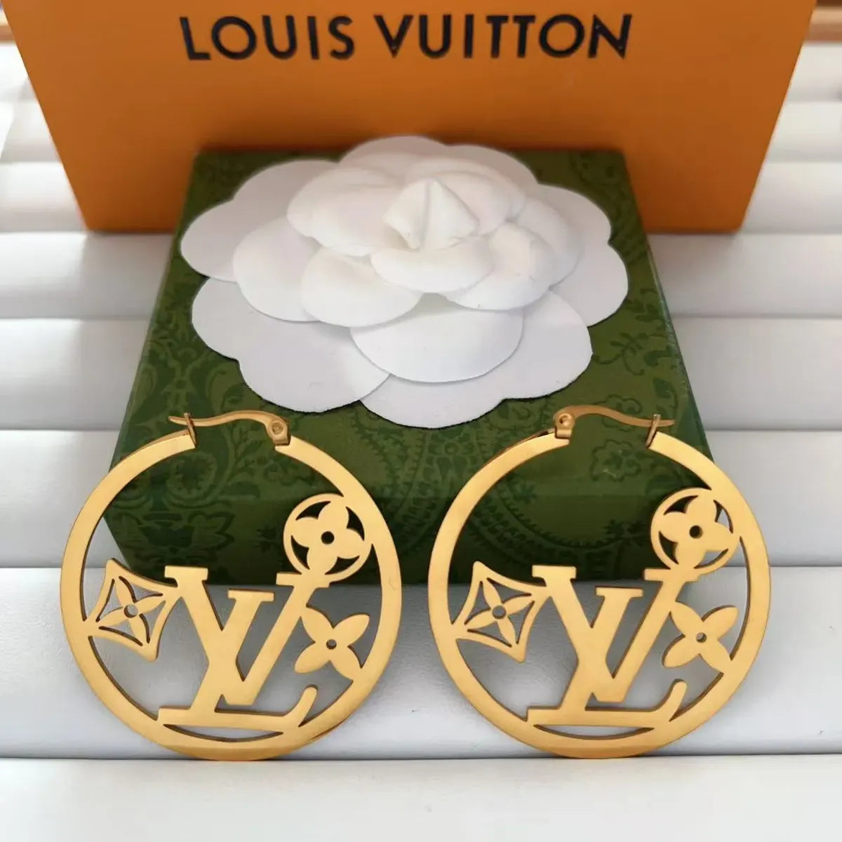LV inspired Hoop Earrings