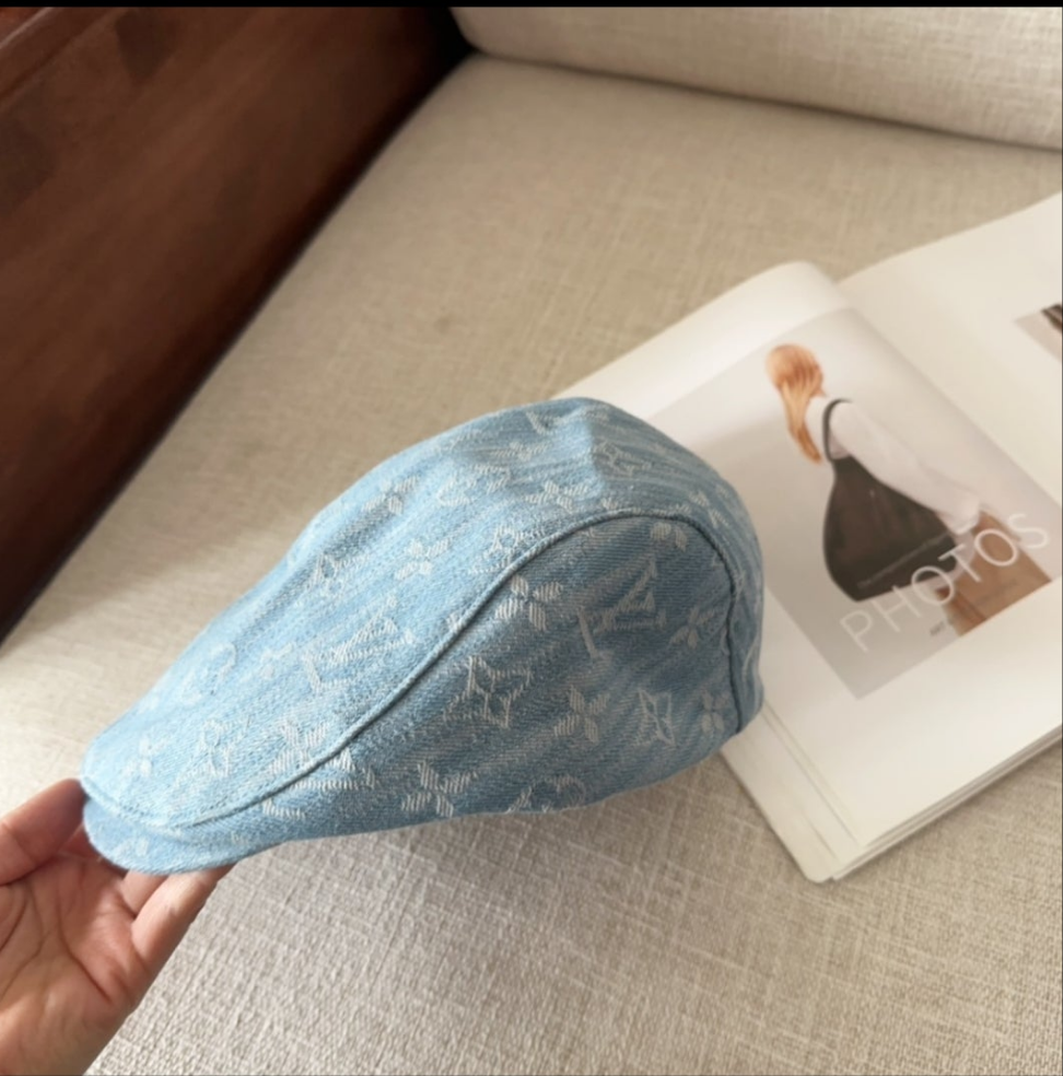 LV inspired denim Forward Cap