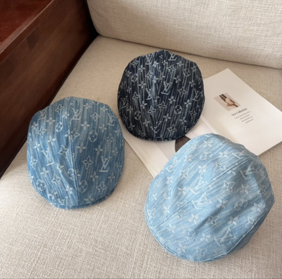 LV inspired denim Forward Cap
