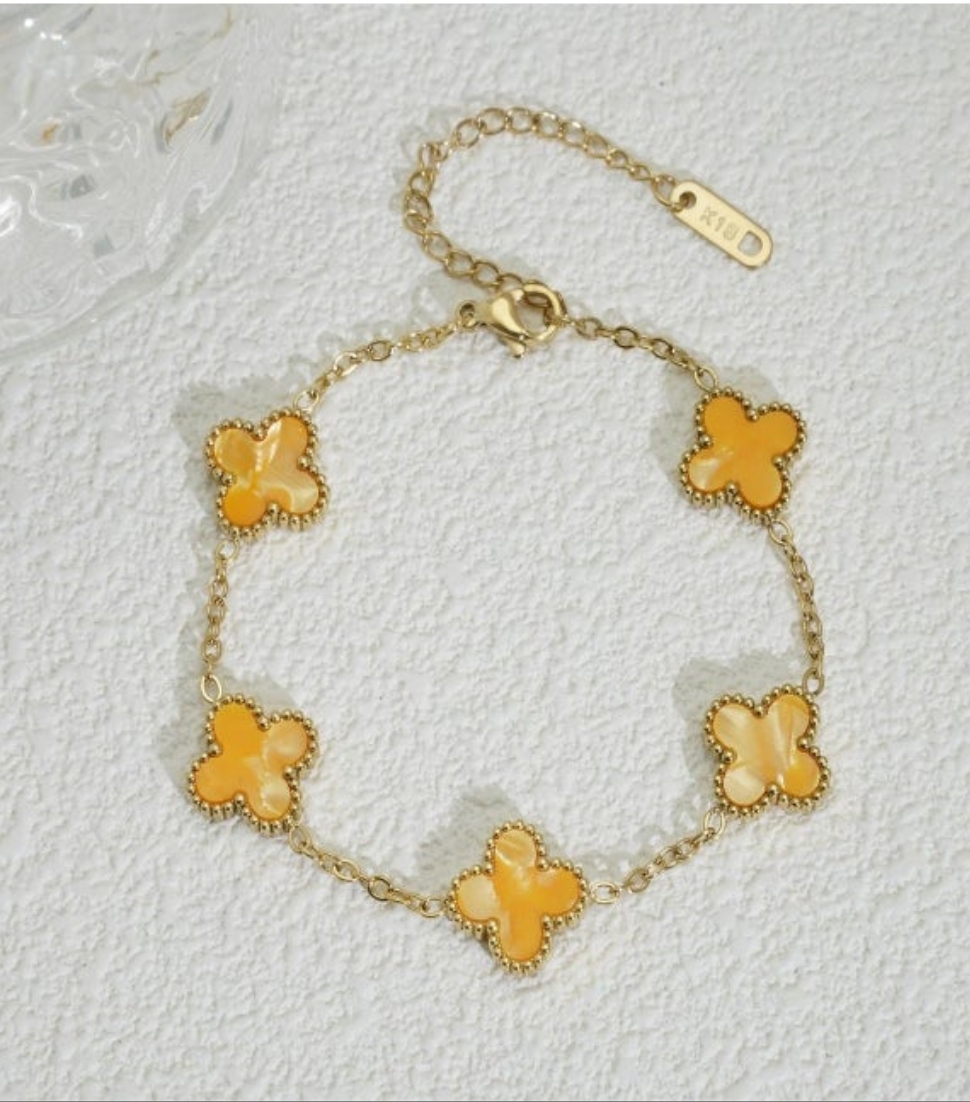 Van Cleef inspired Glossy  Gold 13mm Clover Bracelet Collection