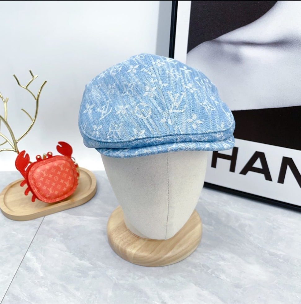LV inspired denim Forward Cap