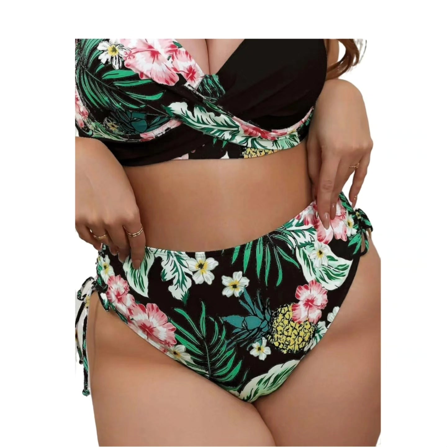 Plus size tropical bikini bottoms