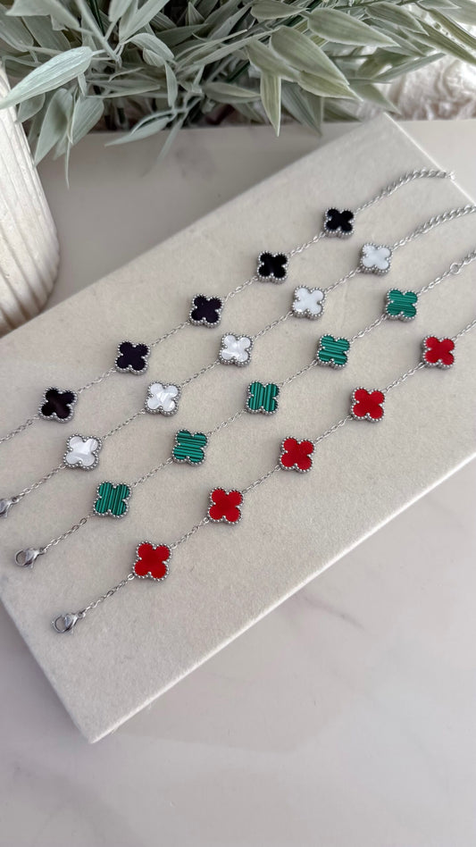 Van Cleef inspired 13mmSilver 4 leaf Clover Bracelet Collection