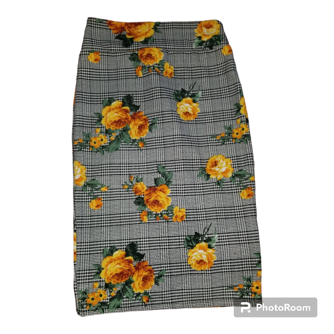Pencil floral, plaid midi skirt
