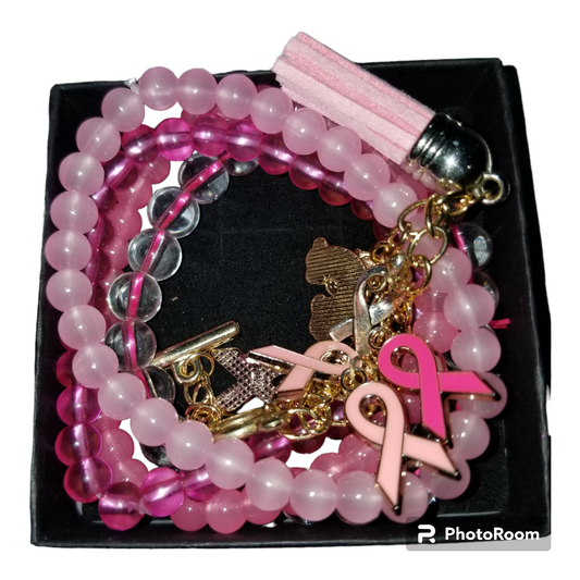 Brest cancer awareness charm bracelet