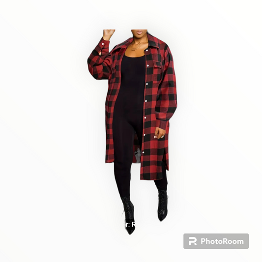 Women plaid shirt dress