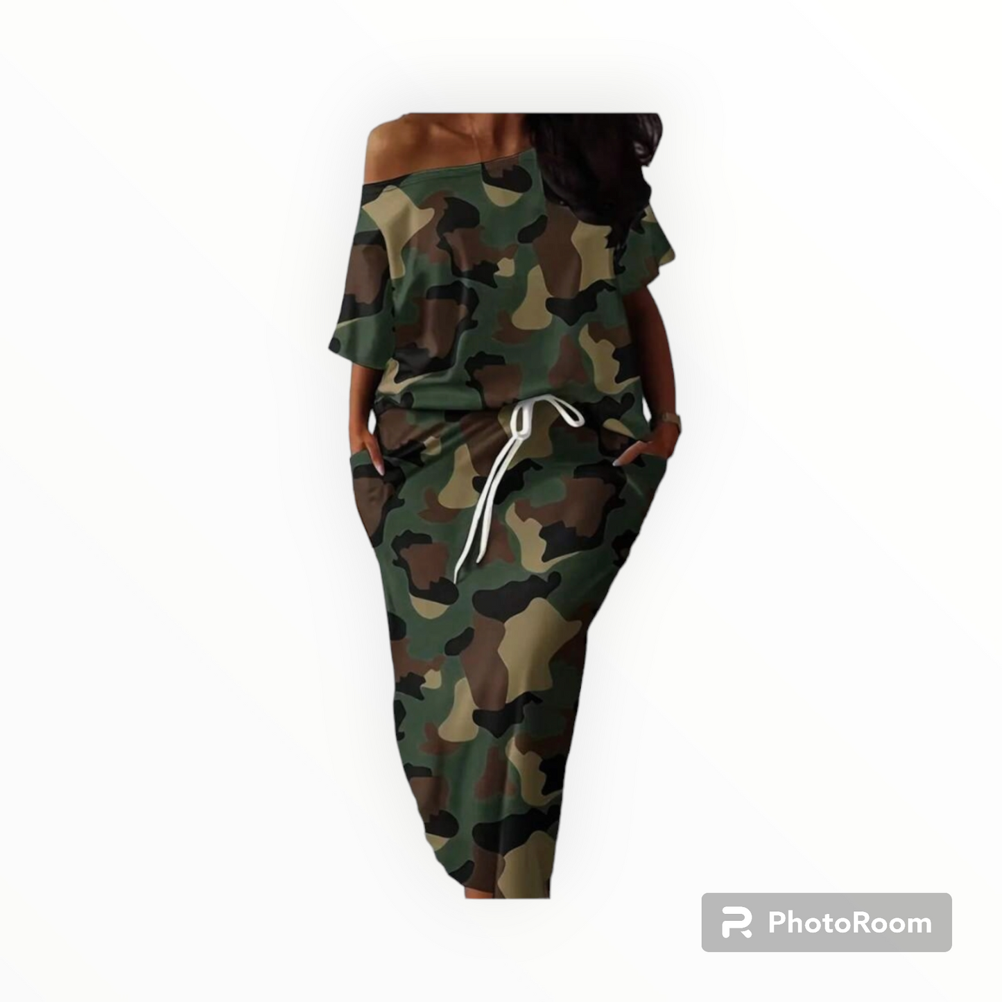 Plus size Camouflage 2 piece skirt set