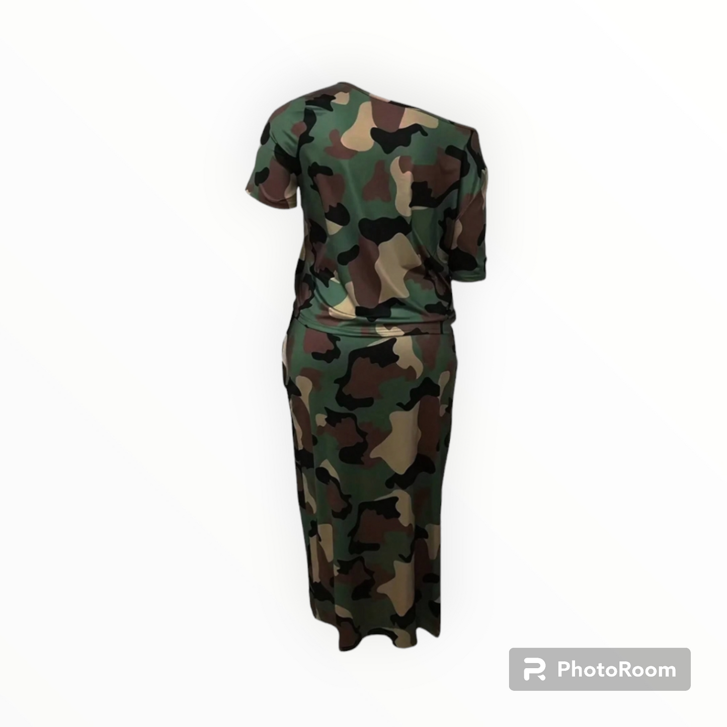 Plus size Camouflage 2 piece skirt set