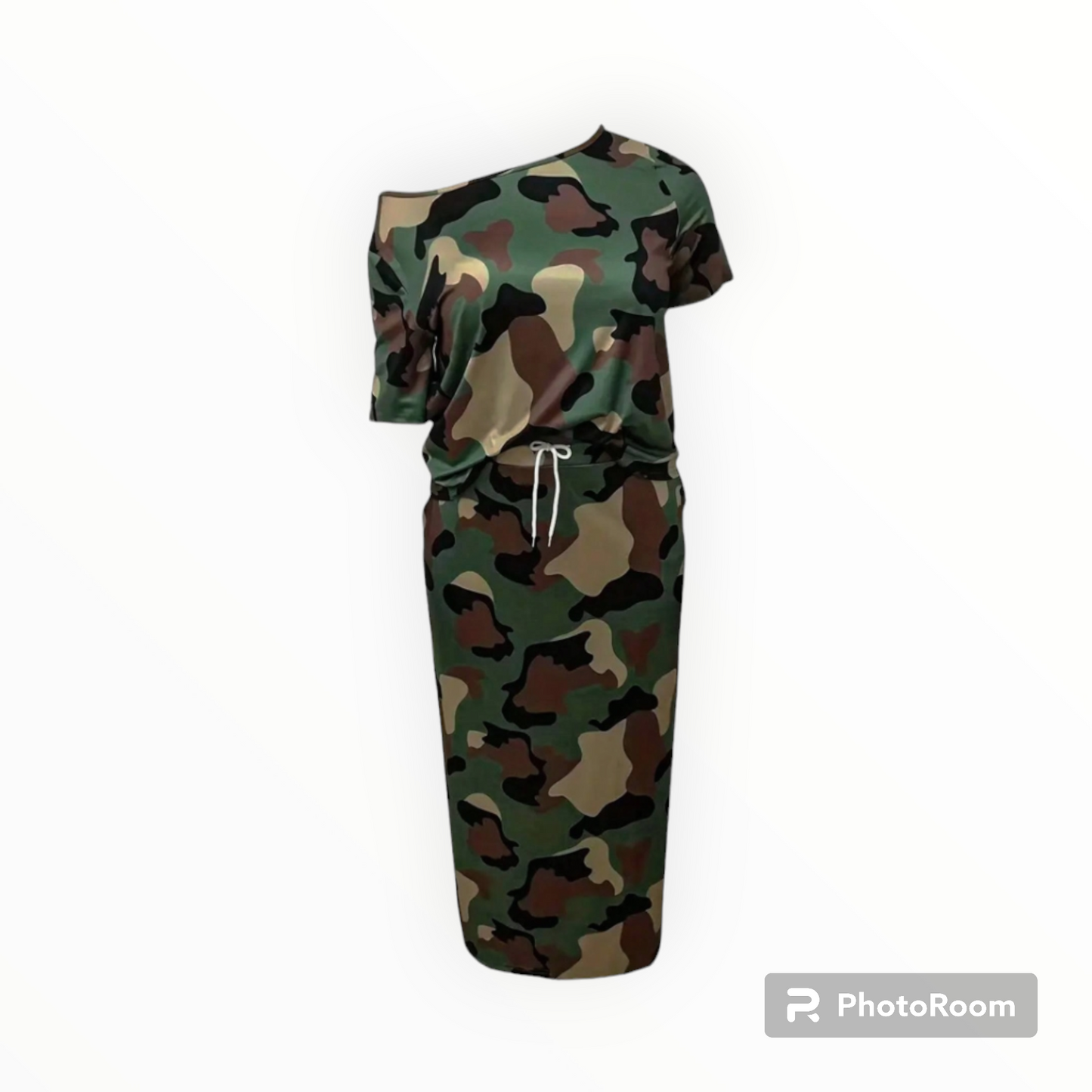 Plus size Camouflage 2 piece skirt set