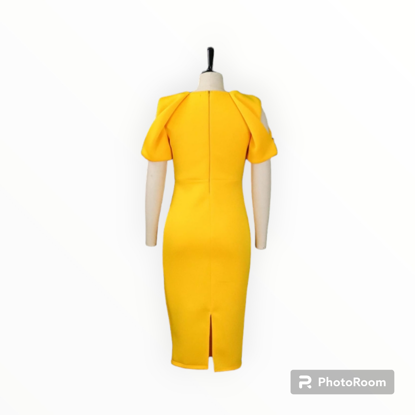 Plus size hollow sleeves midi Scuba dress