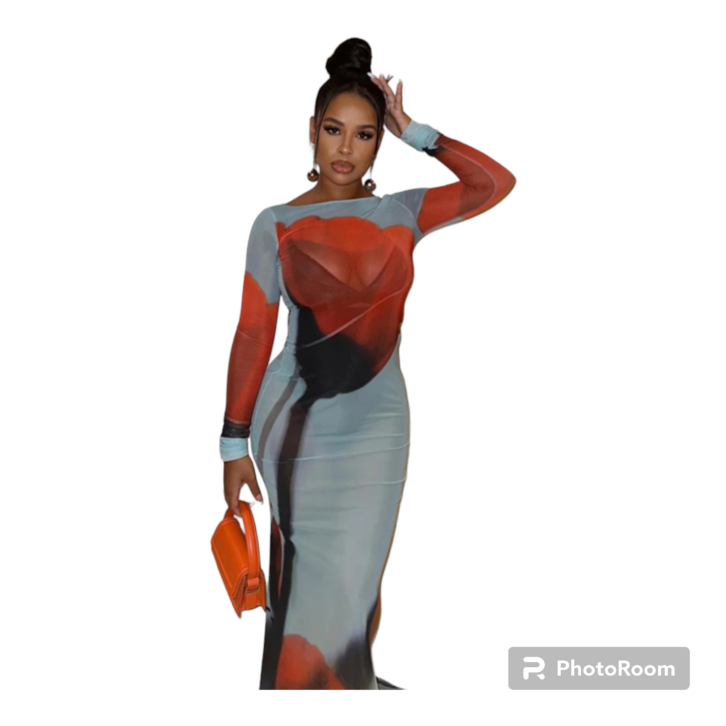 3D Print Meshed Maxi Dress