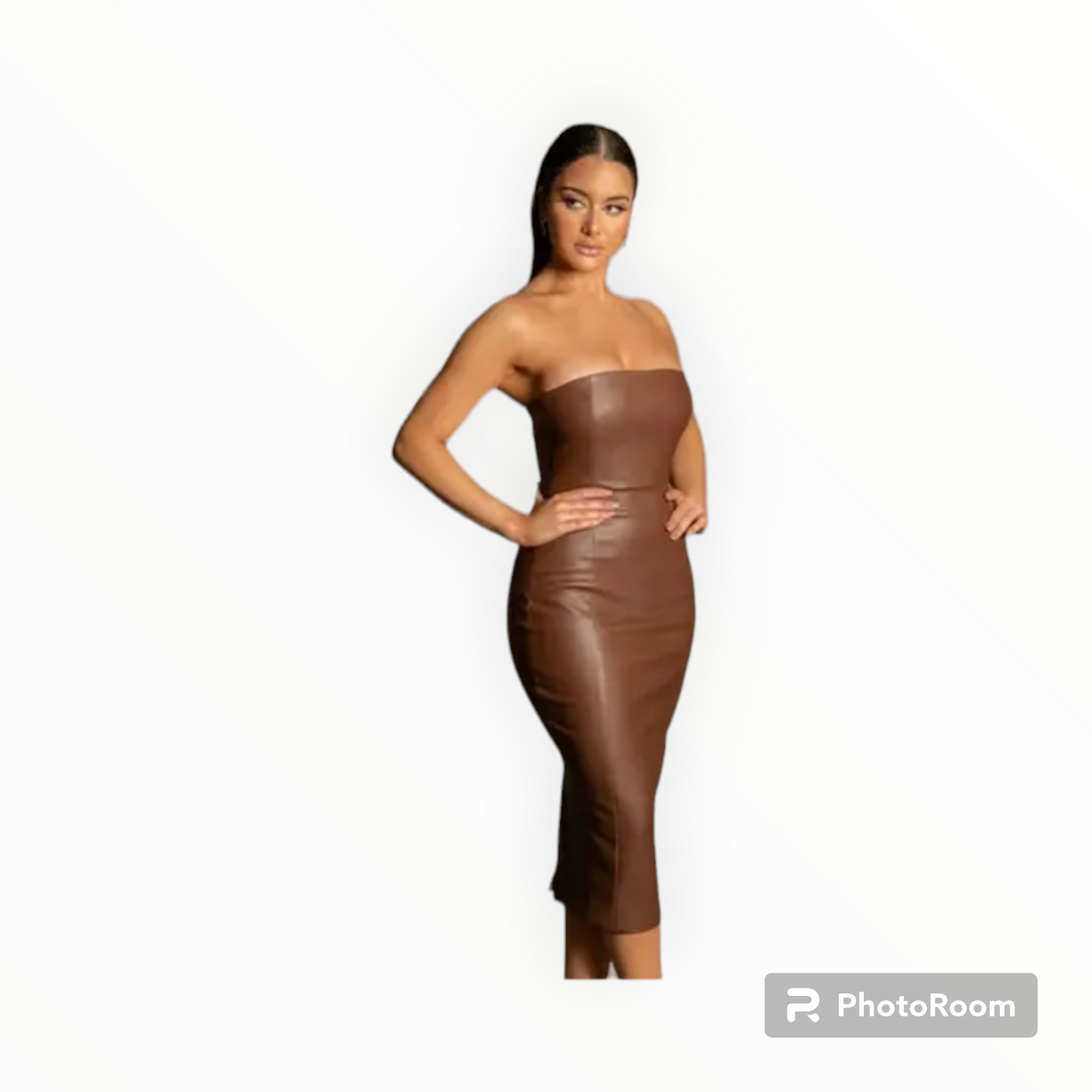 Women Strapless leather dress