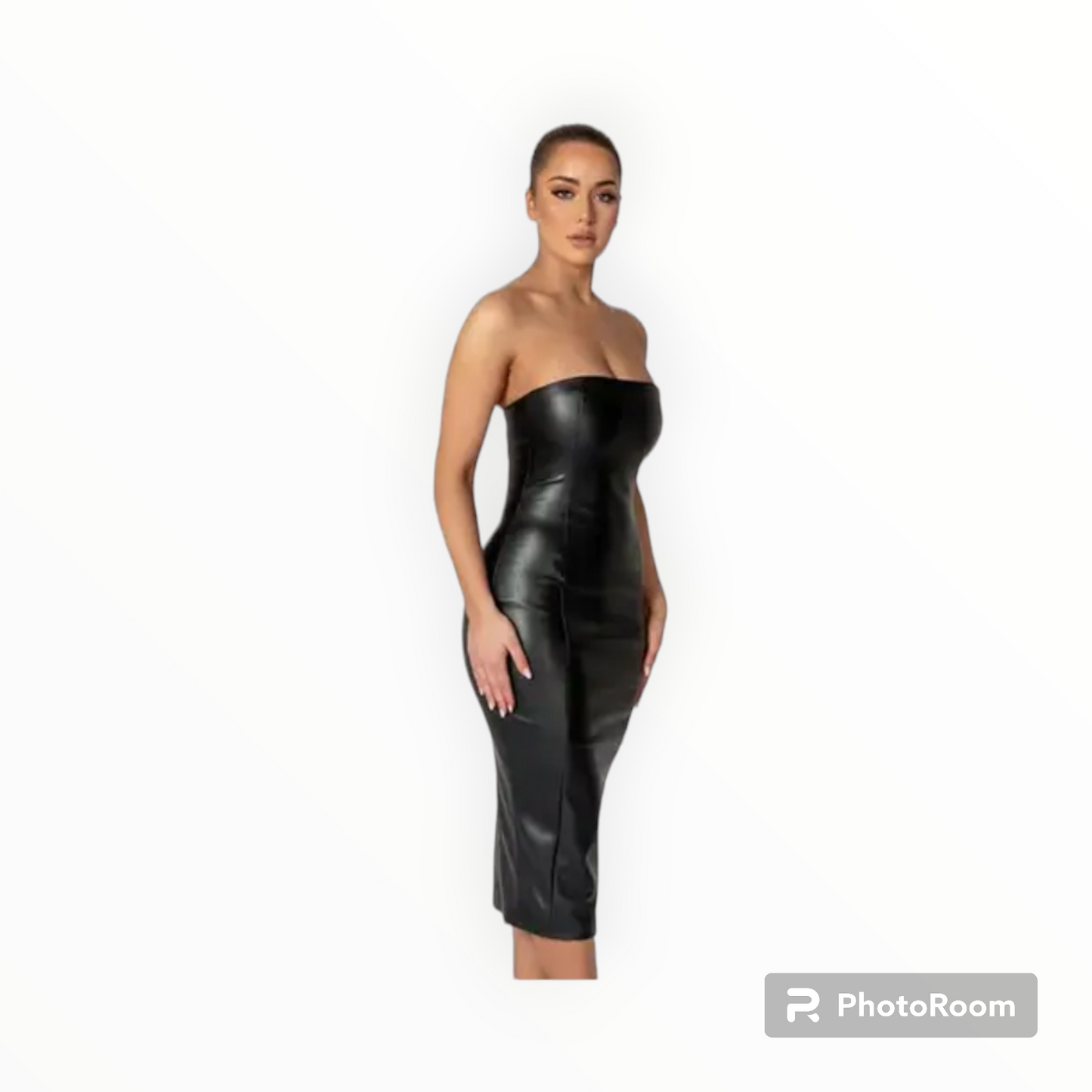 Women leather Strapless dress