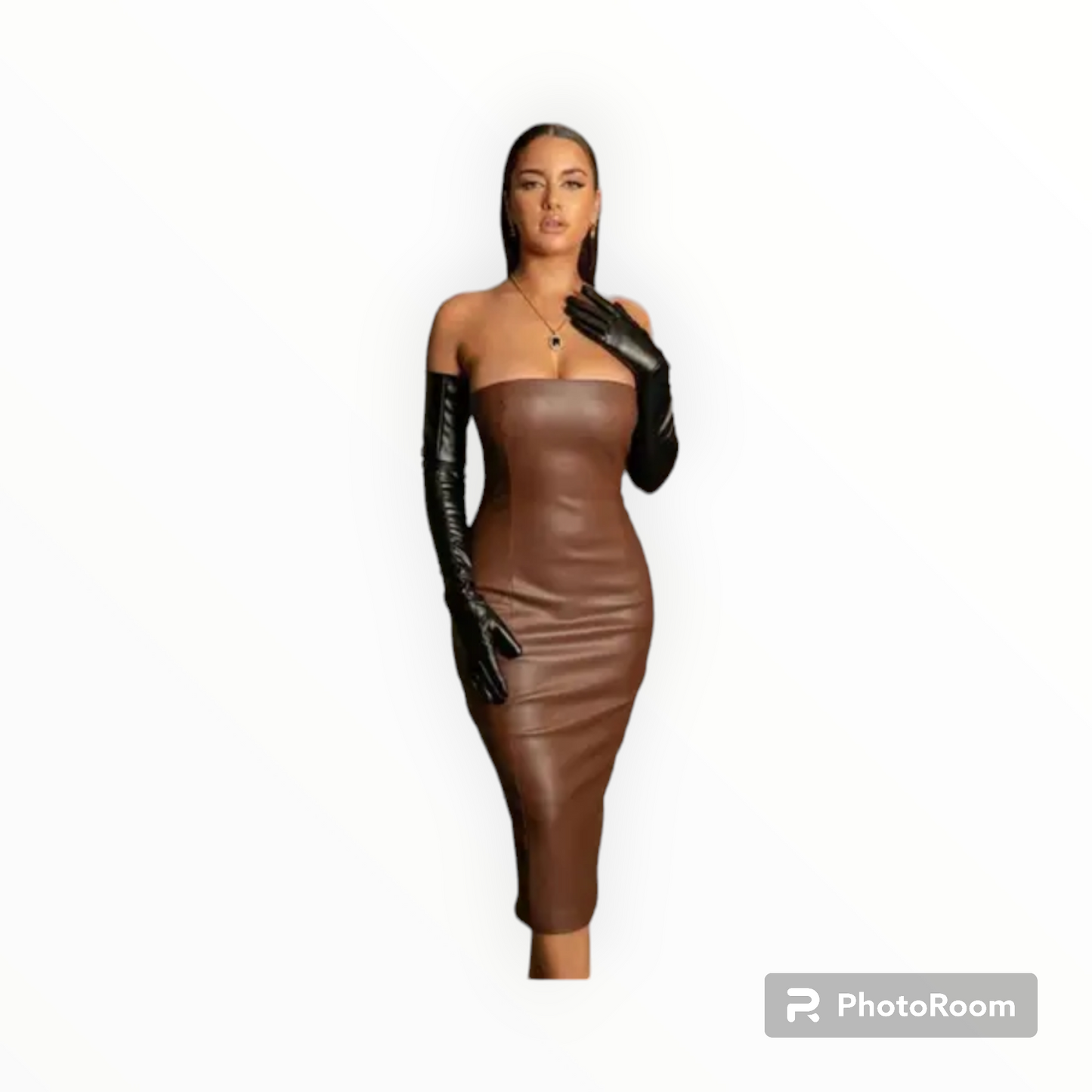 Women Strapless leather dress