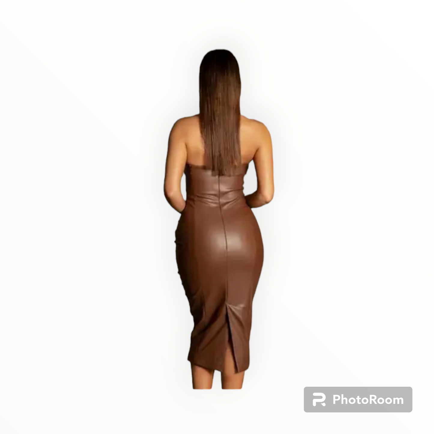 Women Strapless leather dress