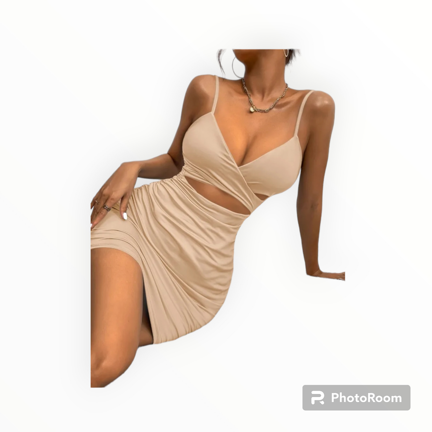 Women's hollow out front bodycon mini dress