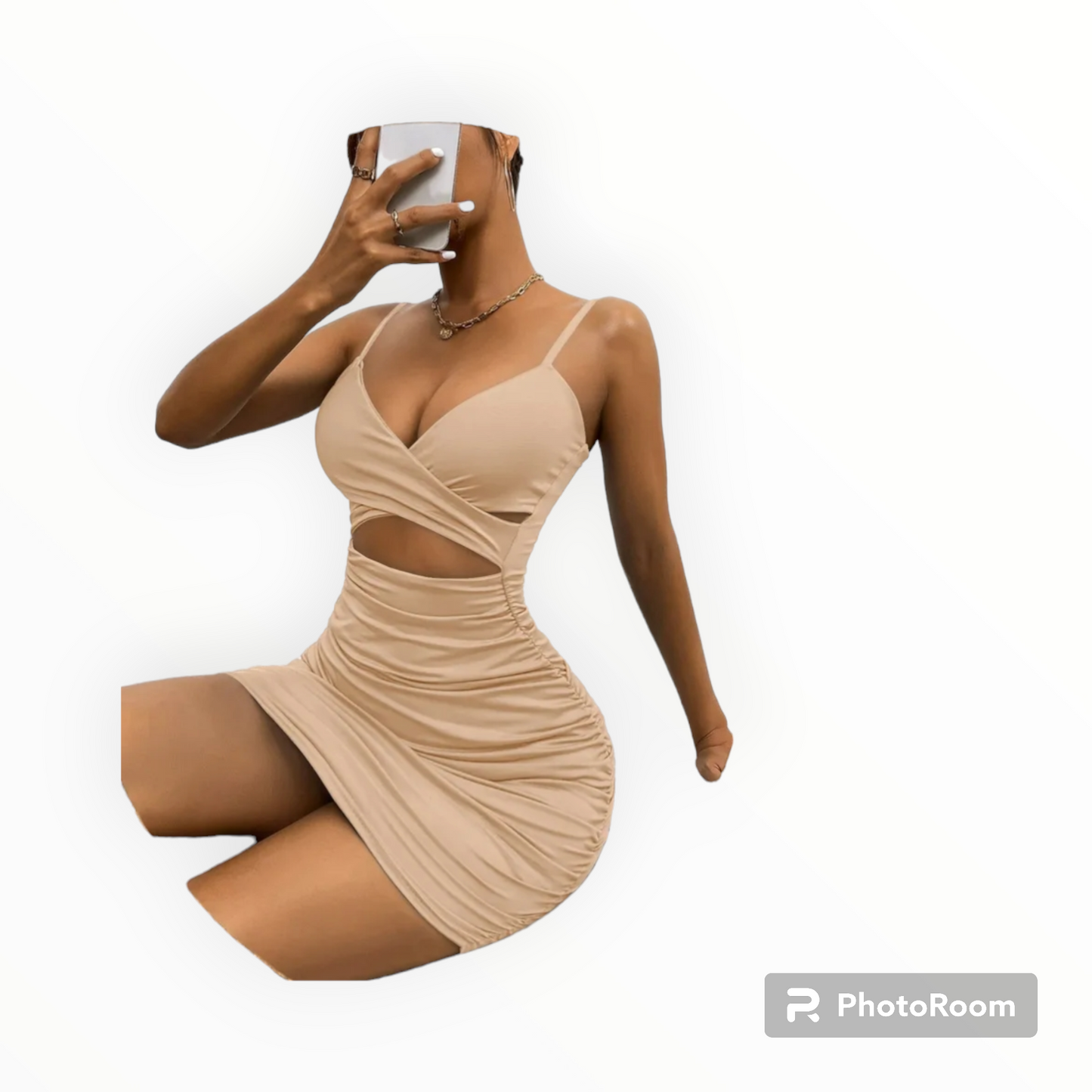 Women's hollow out front bodycon mini dress