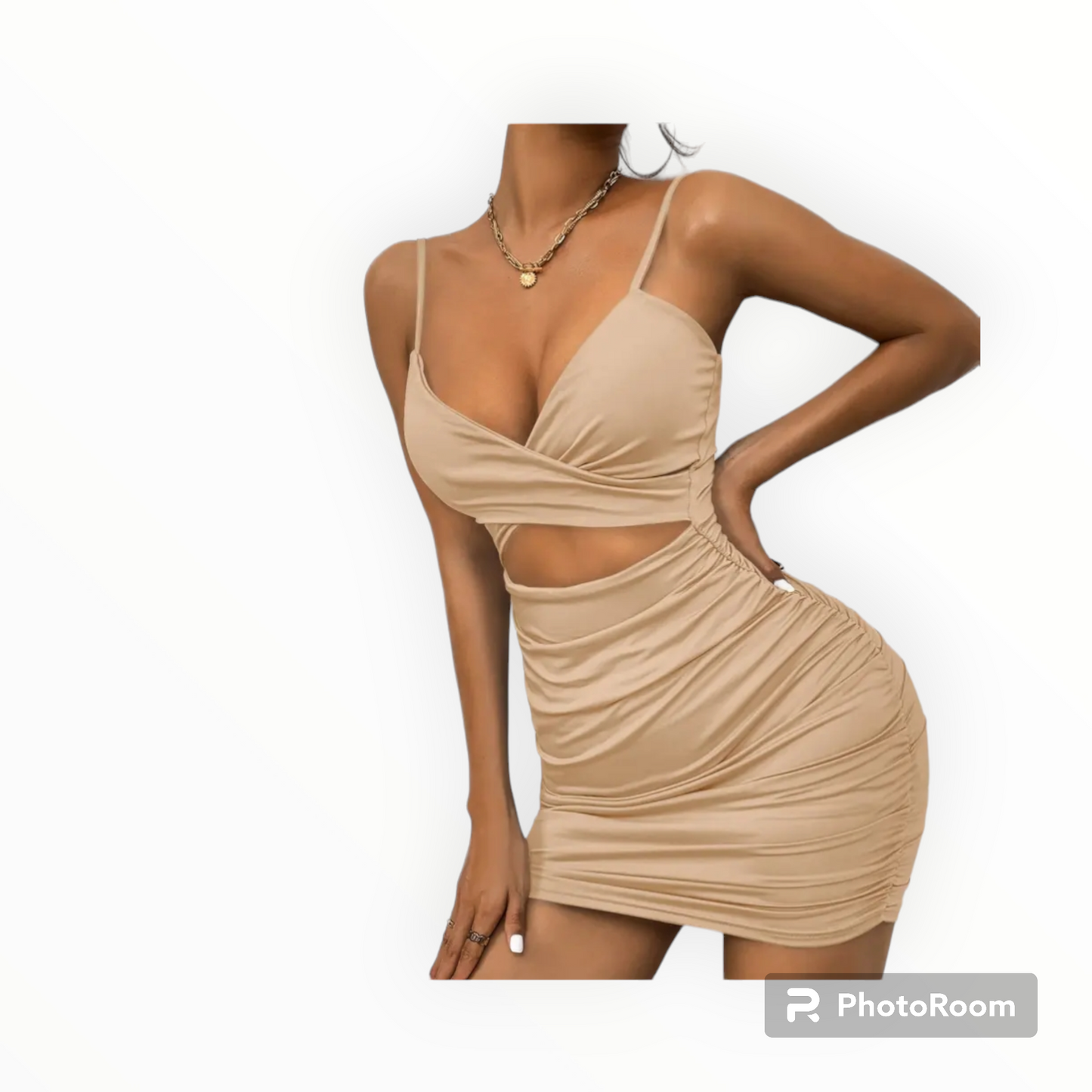 Women's hollow out front bodycon mini dress