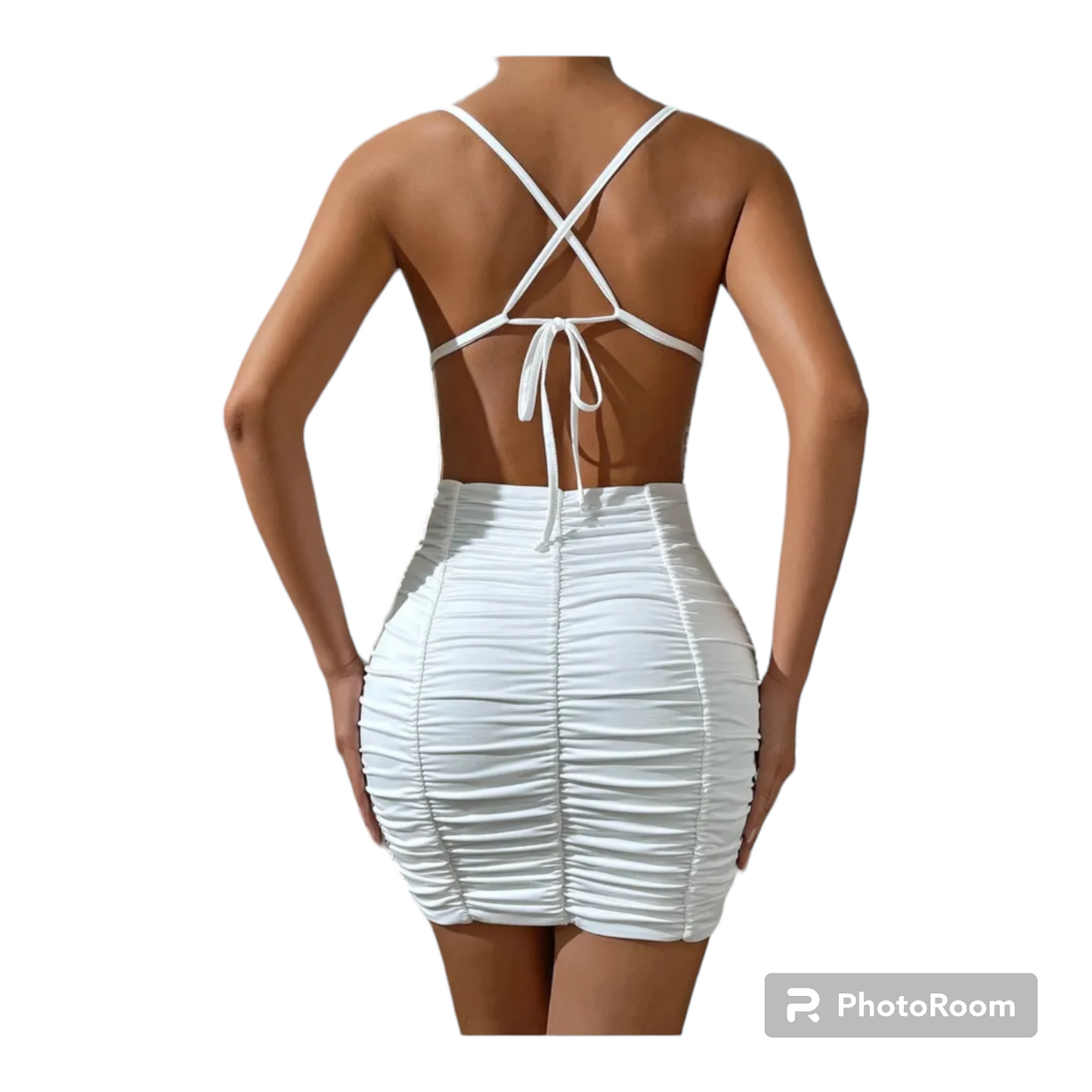 Women Criss Cross Rouched Mini Dress