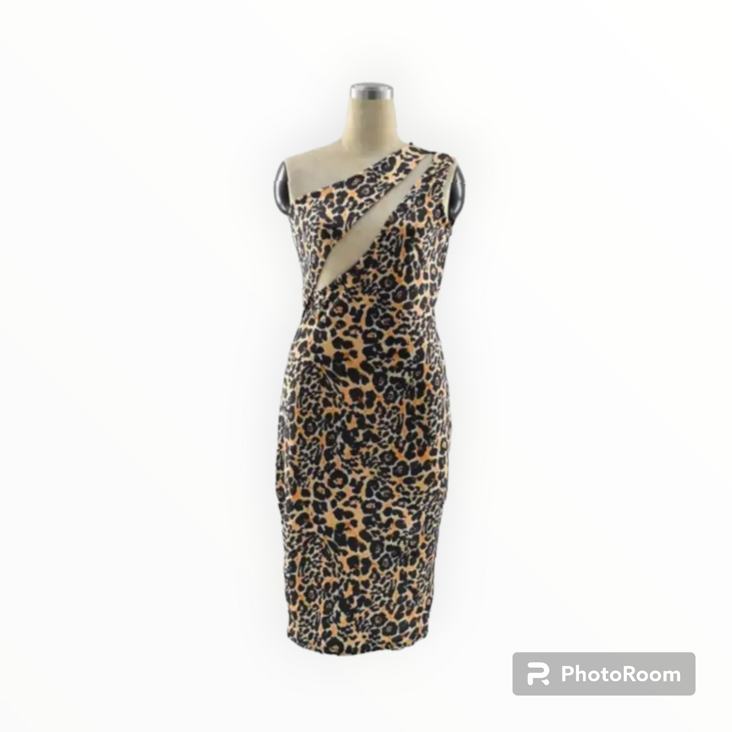 Leopard print one shoulder dress